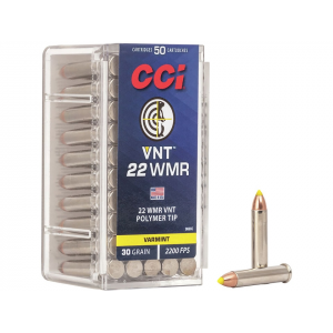 CCI Varmint 22 Winchester Magnum Rimfire (WMR) Ammo 30 Grain Polymer Tip Box of 50