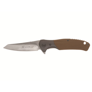 Smith & Wesson Stave Pocket Knife 3.25" Reverse Tanto 8Cr13MoV Satin Blade Stainless Steel with G-10 Scales Handle Tan - Smith & Wesson