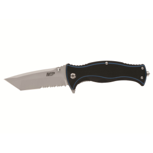 Smith & Wesson M&P Officer Pocket Knife 3.25" Partially Serrated Tanto Point 8Cr13MoV Satin Blade G-10 Handle Black - Smith & Wesson