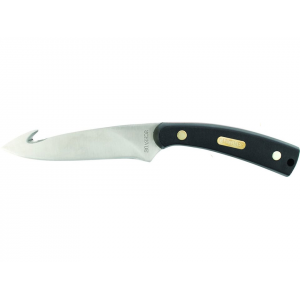 Old Timer Guthook Skinner Fixed Blade Knife 0" Drop Point 7Cr17MoV Satin Blade Delrin Handle Black - Old Timer