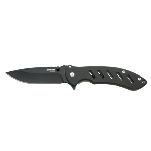 Bear & Son Brisk 1.0 Large Assisted Opening Pocket Knife 3.625" Clip Point 440 Black Blade Stainless Steel Handle Black - Bear & Son