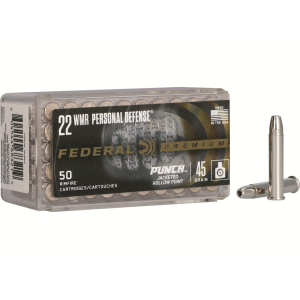 Federal Personal Defense Punch 22 Winchester Magnum Rimfire (WMR) Ammo 45 Grain Jacketed Hollow Point Box of 50
