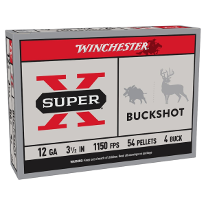 chester Super X 12 Gauge 3-1/2 #4 Buckshot 54 Pellets Box Of 5 Ammo