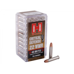 Hornady Critical Defense 22 Winchester Magnum Rimfire (WMR) Ammo 45 Grain Hornady FTX Polymer Tip Box of 50
