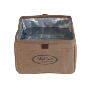 Mud River The Oasis Portable Dog Food and Water Bowl Waxed Canvas Brown - Mud River
