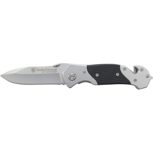 Smith & Wesson 1st Response Pocket Knife 3.3" Drop Point 7Cr17MoV High Carbon Stainless Steel Blade Stainless Steel Handle Black Polymer G-10 Inserts - Smith & Wesson