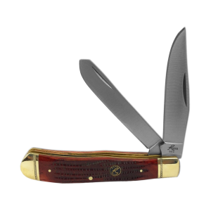 American Buffalo Knife & Tool Tobacco Trapper Pocket Knife 3.5" Clip Point 1065 Satin Blade Bone Handle Brown - American Buffalo Knife & Tool
