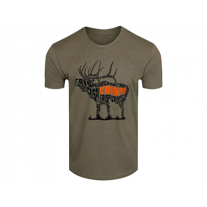 CRISPI BOOTS Men's Bugle Short Sleeve Crew Neck T Shirt Olive Medium