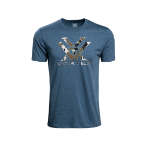 VORTEX OPTICS Men's Camo Logo Short Sleeve Crew Neck T Shirt Steel Blue Heather XL