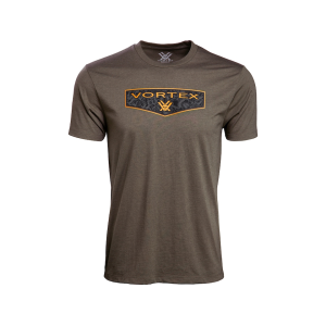 VORTEX OPTICS Men's Shield Short Sleeve Crew Neck T Shirt Brown Heather Medium