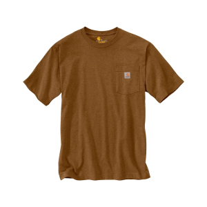 Carhartt Men's K87 Loose Fit Heavyweight Short Sleeve Crew Neck Pocket T Shirt Oiled Walnut Heather 2XL