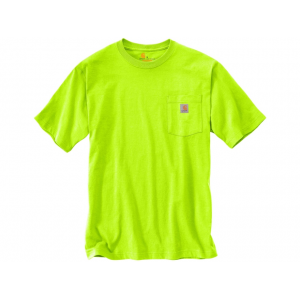 CARHARTT Men's K87 Loose Fit Heavyweight Short Sleeve Crew Neck Pocket T Shirt Brite Lime Medium