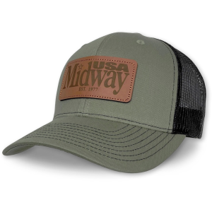 MidwayUSA Mens Richardson 112 Leather Patch Trucker Hat Loden/Black - Midwayusa
