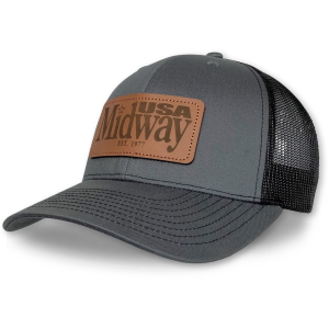 MidwayUSA Mens Richardson 112 Leather Patch Trucker Hat Charcoal/Black - Midwayusa