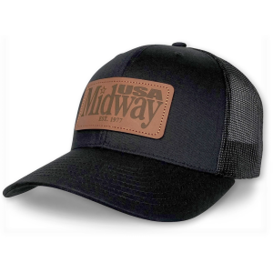 MidwayUSA Mens Richardson 112 Leather Patch Trucker Hat Black/Black - Midwayusa