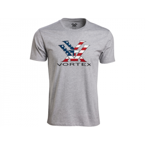 Vortex Optics Men's Stars and Stripes Short Sleeve Crew Neck T Shirt Gray Heather Large - Vortex Optics