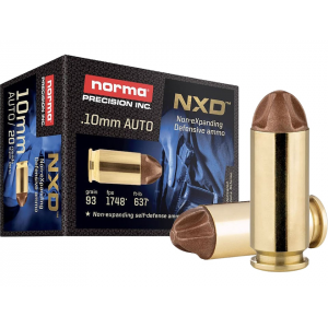 NORMA Nxd 10mm Auto Ammo 93 Grain Fluted Lead Free Box Of 20