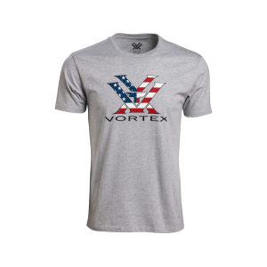 VORTEX OPTICS Men's Stars and Stripes Short Sleeve Crew Neck T Shirt Gray Heather 3XL