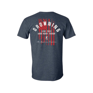 Browning Men's Hunt Tough Short Sleeve Crew Neck T Shirt Heather Navy 3XL - Browning