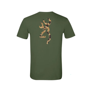 Browning Men's Duck Camo Buckmark Short Sleeve Crew Neck T Shirt Military Green Medium - Browning