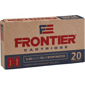 ntier Cartridge Military Grade 5.56x45mm NATO 75 Grain Hornady Match Jacketed Hollow Point Box Of 20 Ammo