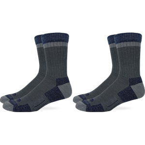 MIDWAYUSA Men's Lightweight Low Crew Hiking Socks Merino Wool Granite/Navy Large 2 Pairs