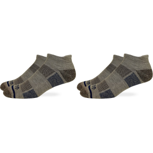 MIDWAYUSA Men's Lightweight Ankle Socks Merino Wool Khaki/Brown Large 2 Pairs
