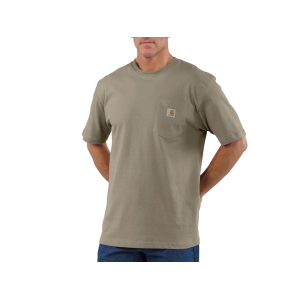 CARHARTT Men's K87 Loose Fit Heavyweight Short Sleeve Crew Neck Pocket T Shirt Desert XL