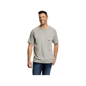 ARIAT Men's Rebar Cotton Strong Short Sleeve Crew Neck T Shirt Heather Gray 2XL