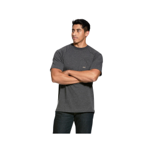 ARIAT Men's Rebar Cotton Strong Short Sleeve Crew Neck T Shirt Charcoal Heather 2XL