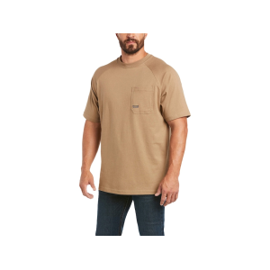 Ariat Men's Rebar Cotton Strong Short Sleeve Crew Neck T Shirt Khaki 2XL - Ariat