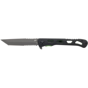 Schrade INERT Clr Tanto Folding Knife 3.5" Partially Serrated Tanto Point AUS-10 Titanium Nitride Blade Aluminum Handle Black