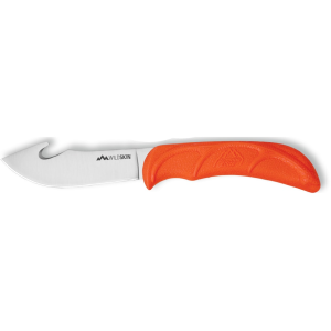 Outdoor Edge Wildskin Fixed Blade Knife 4" Drop Point with Gut Hook 420J2 Stainless Blade TPR Overmold Handle Orange