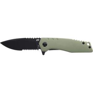 Schrade Outback Assisted Opening Pocket Knife 2.75" Partially Serrated Drop Point AUS-10 Black Oxide Blade Aluminum Handle OD Green - Schrade