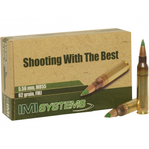  M855 5.56x45mm NATO 62 Grain SS109 Penetrator Full Metal Jacket Box Of 30 Ammo
