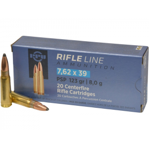  7.62x39mm 123 Grain Jacketed Soft Point Box Of 20 Ammo