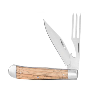 American Buffalo Knife & Tool Chuckwagon Pocket Knife 3.5" Clip Point 8Cr13MoV Satin Blade Wood Handle