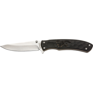 Browning Medium Primal Pocket Knife 3.5" Drop Point 8Cr14MoV Polished Blade Polymer Handle Black - Browning