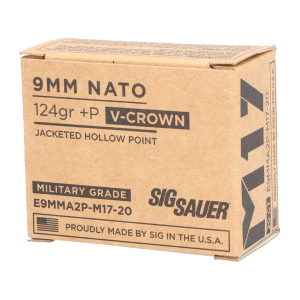  Sauer Elite Performance M17 9mm Luger P 124 Grain Sig V-Crown Jacketed Hollow Point Box Of 20 Ammo