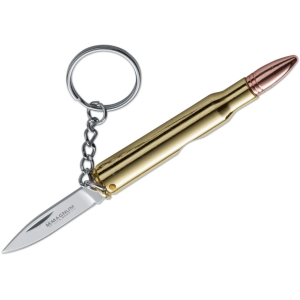 Boker Knives 30-06 Bullet Pocket Knife 1.65" Drop Point 440A Satin Blade Brass Handle Gold - Boker Knives