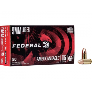 eral American Eagle 9mm Luger 115 Grain Full Metal Jacket Box Of 50 Ammo