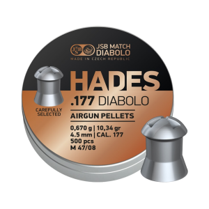 JSB Hades Air Gun Pellets 177 Caliber 10.34 Grain Tin of 500