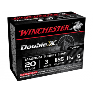 chester Double X Magnum Turkey 20 Gauge 3 #5 Copper Plated Lead Shot 1-1/4 Oz Box Of 10 Ammo