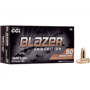 zer Brass 9mm Luger 124 Grain Full Metal Jacket Box Of 50 Ammo