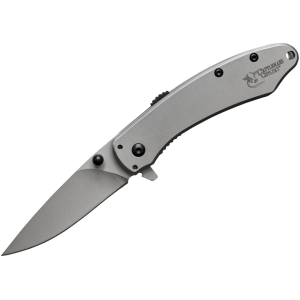 American Buffalo Knife & Tool Cattleman Scyth Assisted Opening Pocket Knife 2.75" Drop Point 8Cr13MoV Satin Blade Stainless Steel Handle Stainless - American Buffalo Knife & Tool