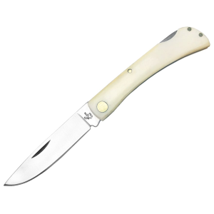 American Buffalo Knife & Tool Roper Tumbleweed Pocket Knife 3" Drop Point 1065 Satin Blade Bone Handle White - American Buffalo Knife & Tool