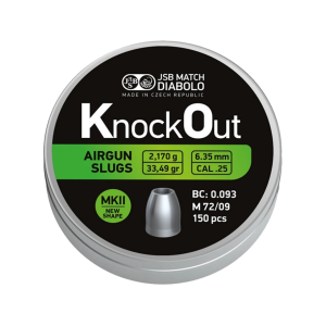 JSB Knock Out Slugs MKII Air Gun Pellets 251 Caliber 33.49 Grain Tin of 150