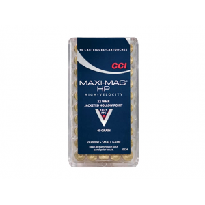CCI Maxi-mag 22 Winchester Magnum Rimfire (wmr) Ammo 40 Grain Jacketed Hollow Point Box Of 50