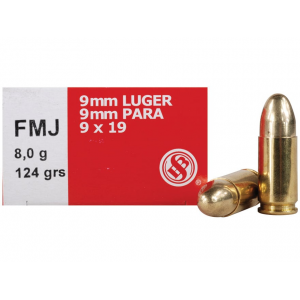 lier & Bellot 9mm Luger 124 Grain Full Metal Jacket Box Of 50 Ammo