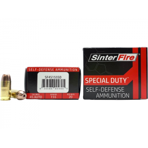 SINTERFIRE Special Duty 45 Acp Ammo 155 Grain Frangible Hollow Point Lead Free Box Of 20